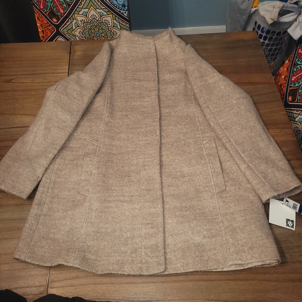 NEW ANNE KLEIN BEIGE WOOL COAT SIZE XL